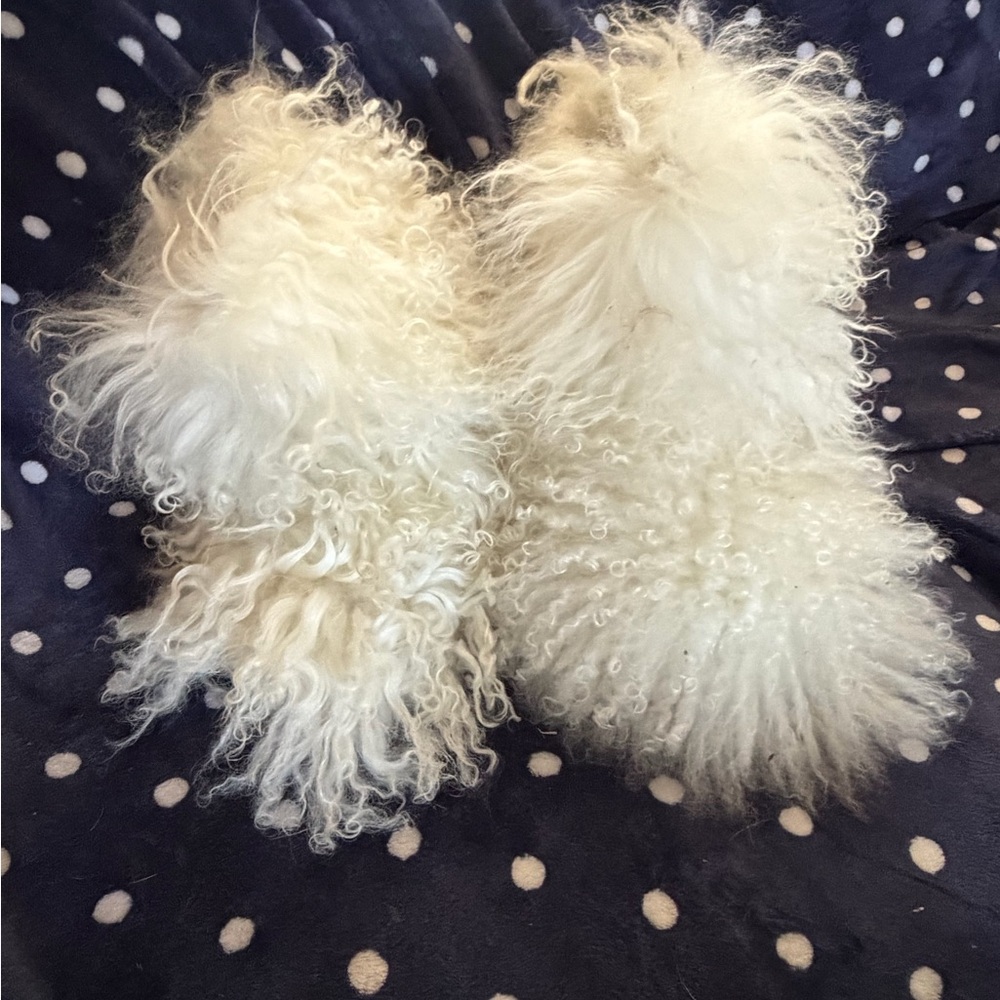 UGG Women's Fluffy White Boots —UGG Fluff Momma Mongolian Boots Size 7 Like New!